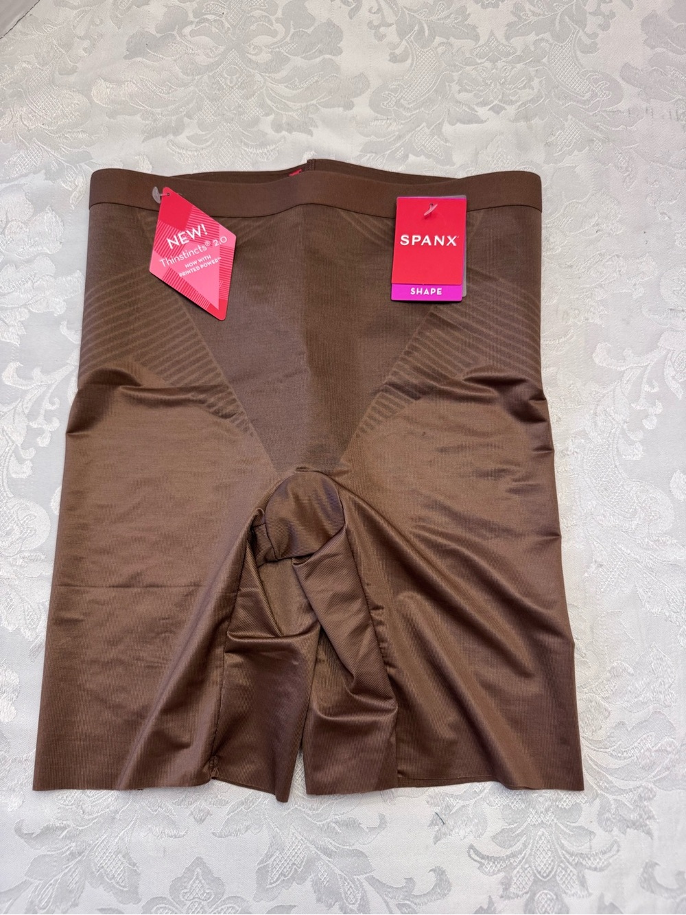 Spanx Thinstincts 2.0 Mid Thigh Short Chestnut Brown Size XS Shaping Smooth New